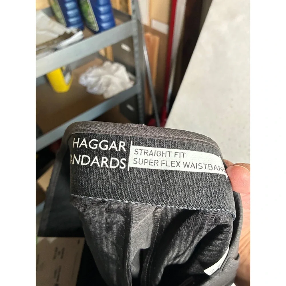 NWT Haggar Standards Mens Straight Fit Super Flex Waistband Pants 34x34 Grey
